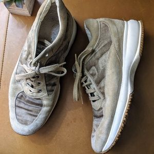 HOGAN beige taupe suede platform sneakers